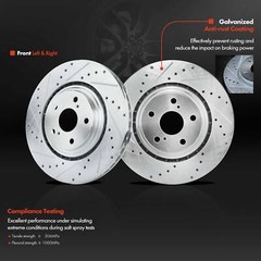 Front Drilled Brake Rotor & Pads + Caliper for Toyota Highlander Lexus NX200t