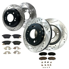 Front and Rear Drilled Rotors Brake Pads For 2010 Pontiac Vibe Toyota Corolla