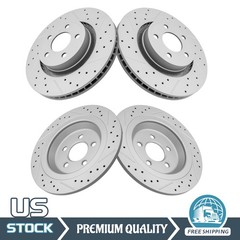 320mm Front & Rear Drilled Brake Rotors for 2015 2016 2017 – 2023 Ford Mustang