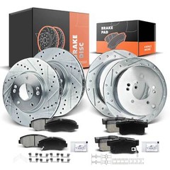 Drilled Brake Rotors and Ceramic Brake Pads for Honda Accord 03-07 Front & Rear