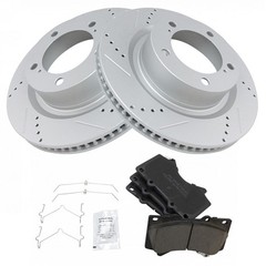 TRQ Performance Brake Rotor Drilled Slotted & Posi Ceramic Pad Front Kit