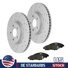 For Honda Pilot Acura RLX MDX ZDX Front Drilled Disc Rotors Ceramic Brake Pads