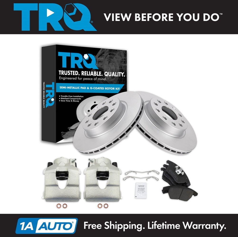 TRQ Front Brake Calipers Pads & Rotors Fits 2011-2013 Volkswagen Jetta