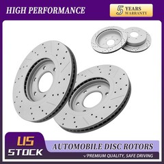 Front Rear Drilled Disc Brake Rotor For 2017 2018 2019 2020-2023 Nissan Titan