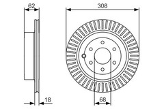 2x Brake Discs Pair Vented Rear 307.7mm 0986479533 Bosch Set 43206EB300 1421546