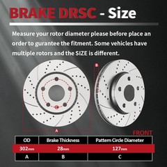 302mm Front Brake Rotors Pads fit for JEEP WRANGLER JK 2018 All Models Drilled