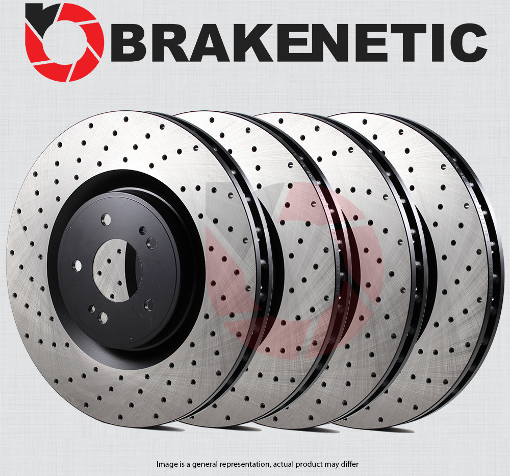 FRONT+REAR BRAKENETIC Premium Cross Drilled Brake Rotors SRT10 50.67064.21