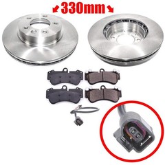 Front 330mm 13″ Rotors Brake Pads Sensor for Volkswagen Touareg 04-07 w 17″ Rims