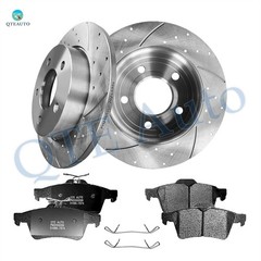 6 Rear 265mm Drilled Slotted Brake Rotors-Ceramic Brake Pad To 2007-2013 Mazda 3