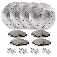Front & Rear Drilled Brake Rotors + Pads for 2008-2011 BMW 323i 2008-2013 328i