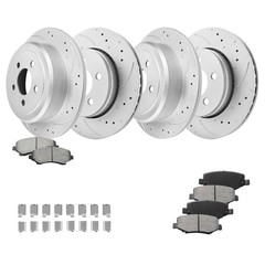 Front Rear Drilled Rotors Ceramic Brake Pads for 08-12 Jeep Liberty Dodge Nitro