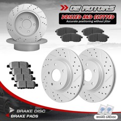 Front & Rear Drilled Slotted Rotors + Pads for 2007 2008 2009-2013 Nissan Altima