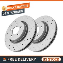 Front Drilled and Slotted Brake Rotors for 2015-2024 Ford Mustang