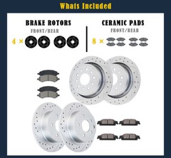 278mm Front 271mm Rear Brake Rotors Pads for Ford Focus 2012-18 Drilled Slotted