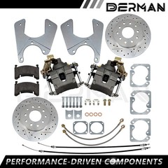 For GM 10&12 Bolt Rear Disc Brake Conversion Kit Drilled &Slotted Rotors E Brake