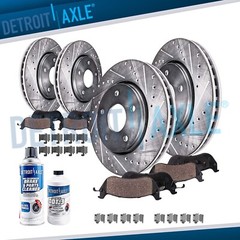 Front Rear Drilled Rotors + Brake Pads Kit for Ford Explorer Taurus Flex MKS MKT