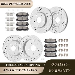 Fit for 06-18 Toyota Rav4 10.84″ Front Rear Drilled Rotors Discs Brakes Pads Kit