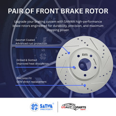 PAIR OF FRONT BRAKE ROTOR VENTED & GEOMET COATED D&S 308 mm FOR MURANO 2009-2023