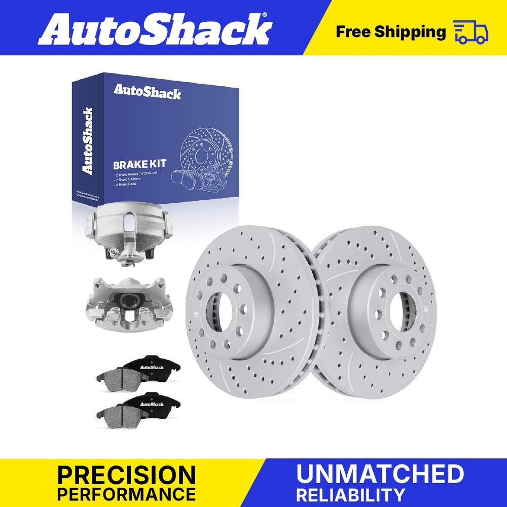Front Drilled Slotted Rotors Pad Calipers for VW, Jetta 06-08, 10-11, 13-18
