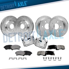 Front Rear Drilled Rotors Brake Pads Front Calipers for Chevy Impala Monte Carlo