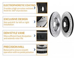 10.2 inch Rear Drilled Slotted Rotors Brake Pads fit 2014 -2016 Toyota Corolla