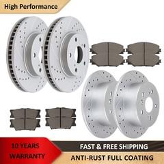 275mm Front 281mm Rear Drilled Rotors + Brake Pads for 2006-2018 Toyota Rav4