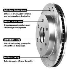 11.1in Front & 10.2in Rear Brake Rotors Brake Pad For Honda Civic 2013-2014 2015