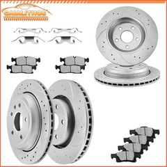For Dodge Durango Jeep Grand Cherokee Front & Rear Drilled Rotors Brake Pads