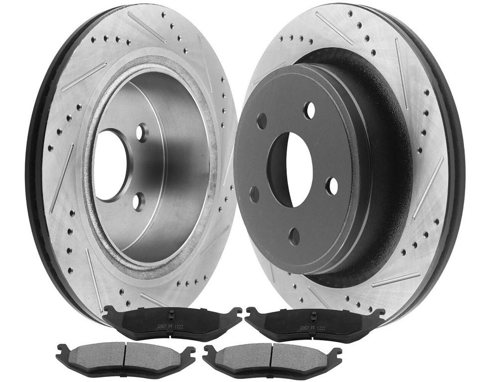 Rear Drilled Brake Rotors Ceramic Pads for 2005-2018 Dodge Ram 1500 5 LUG NJ S24