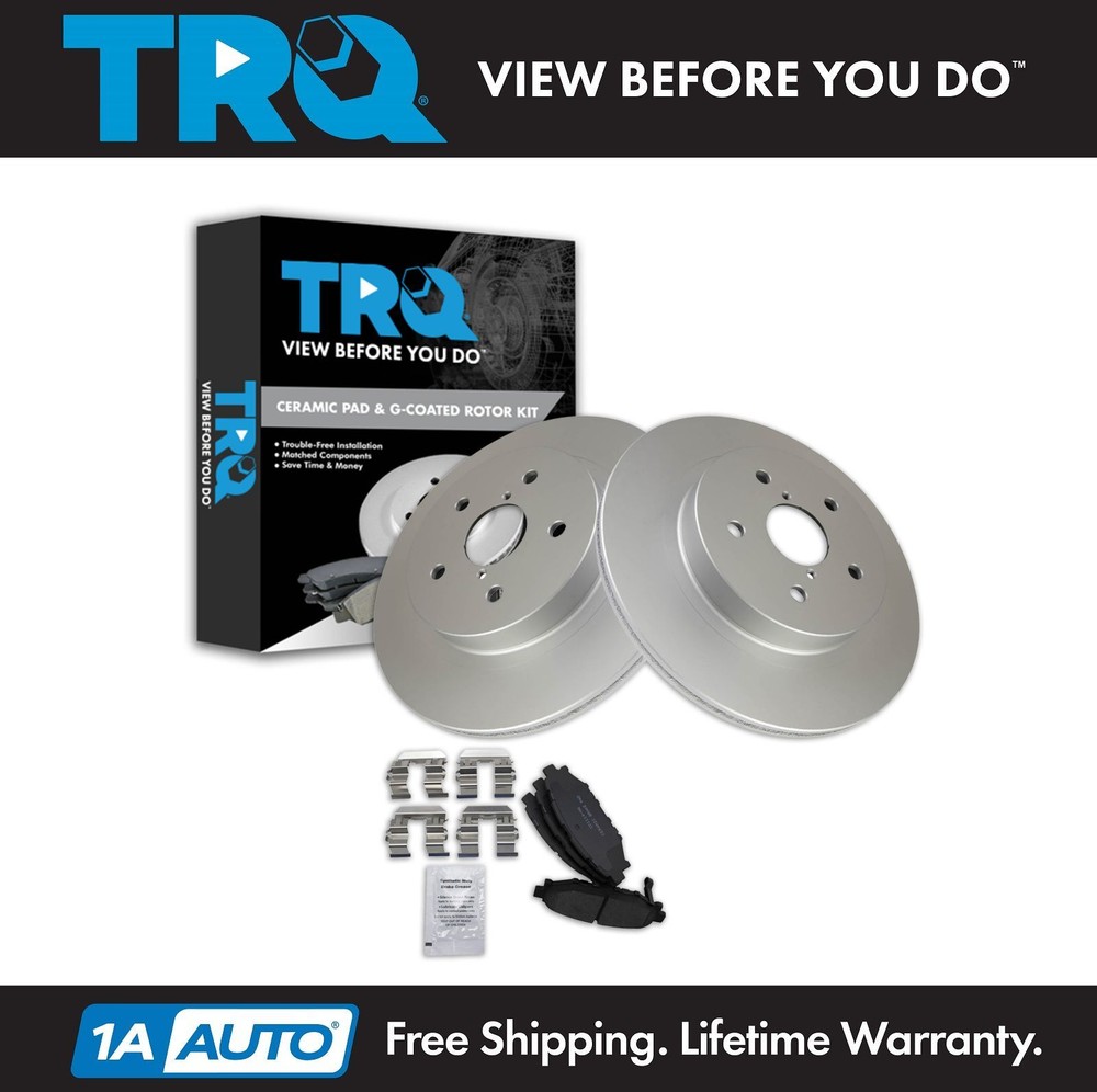 TRQ Rear Brake Pad & Rotor Kit Brake Rotor For 2016 Subaru WRX