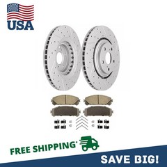For Toyota Sienna Highlander Lexus RX350 NX300 Front Drilled Rotors Brake Pads