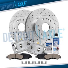 Front Drilled Rotors + Brake Calipers & Brake Pads for GMC Silverado Sierra 1500