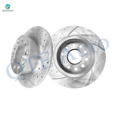 Rear 253mm Drilled Slotted Brake Disc Rotors For 2009-2016 Volkswagen EOS