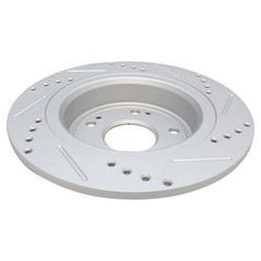 TRQ Rear Ceramic Brake Pad Performance Drilled Slotted G-Coated Rotors