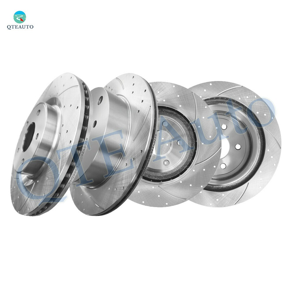 Set of 4 Front-Rear Drilled Slotted Brake Disc Rotors For 2017-2022 Infiniti Q60