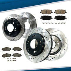 8pc Front & Rear Drilled Rotors Brakes Pads for Jeep Wrangler 2016 2017 2018