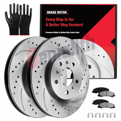 For Chevy Impala Monte Carlo Buick Lucerne Front Drilled Disc Rotors Brake Pads