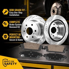 Heavy Duty Truck Tow Drilled Rotors + Low Dust Ceramic Brake Pad Set Fit GMC