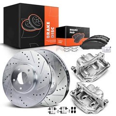 Front Drilled Brake Rotor & Pad + Brake Caliper for Nissan Frontier 05-19 Suzuki