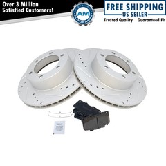 Front Posi Ceramic Pad & Performance Drilled Slotted Zinc Coated Rotor Kit New
