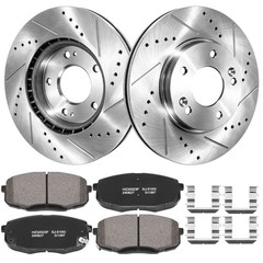 Front Drilled & Slotted Brake Rotors w/Ceramic Pads for 2014 – 2016 Kia Soul US