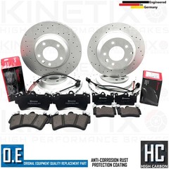 FOR AUDI Q7 3.0 TDI DRILLED FRONT REAR BRAKE DISCS BREMBO PADS WEAR SENSORS