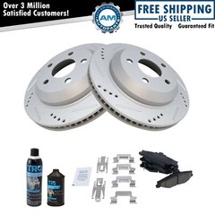 Rear Performance Brake Rotor Ceramic Pad Kit w/Chemicals for Chevy