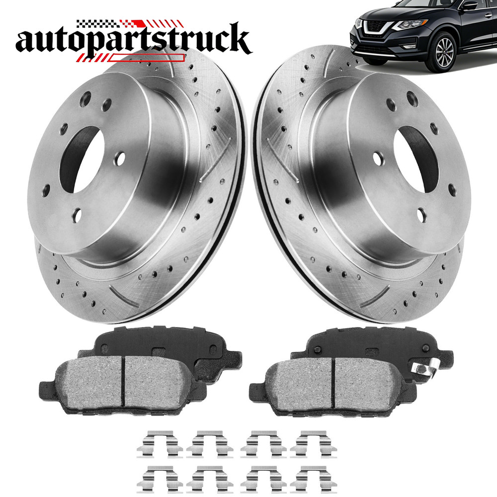 Rear Brake Disc Rotors & Ceramic Pads For 2008-2020 Nissan Rogue 2.5L 4-Door