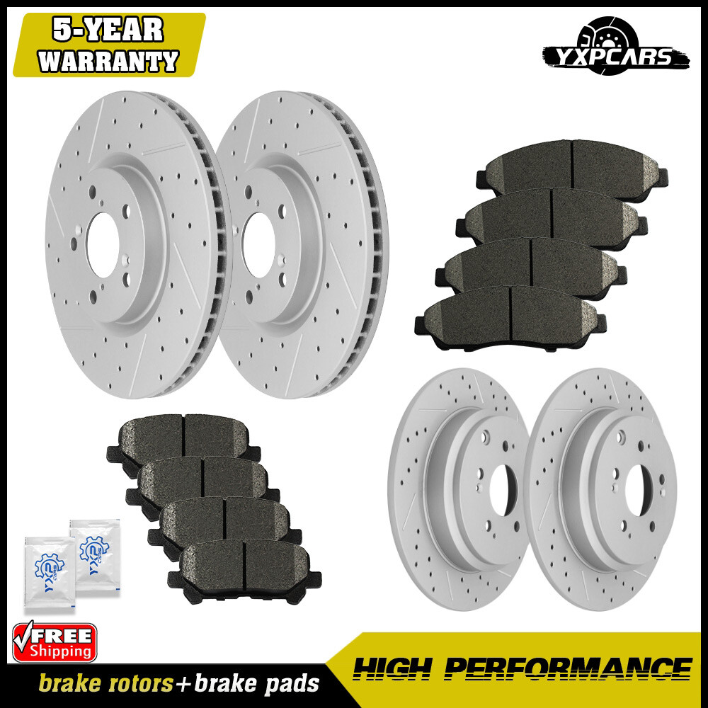 Front & Rear Drilled Rotors + Ceramic Brake Pads for Honda Pilot Acura MDX ZDX