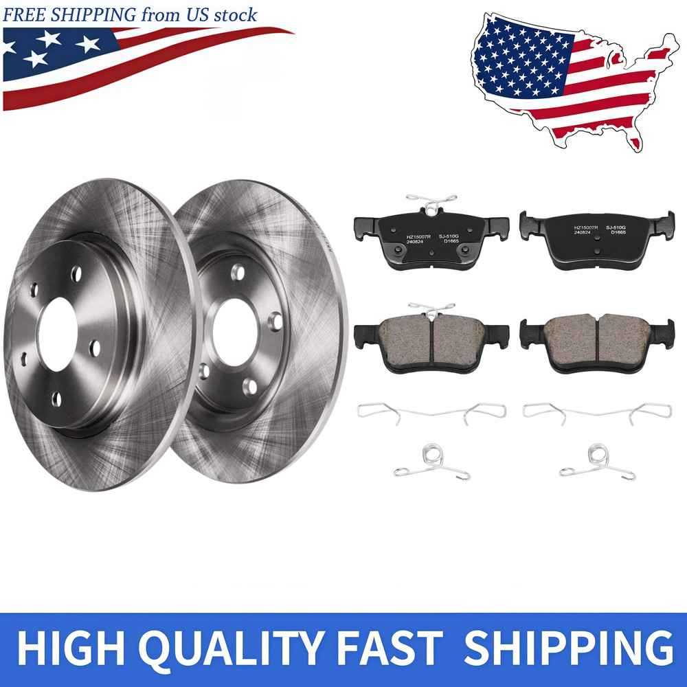 11.89 INCH REAR DISC ROTORS BRAKE PADS KIT FOR 2013-2016 FORD FUSION LINCOLN MKZ