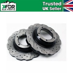 Front Vented Brake Discs Drilled-Grooved-Wavy for Range Rover Classic (Pair)