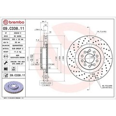 Brembo Prime Line UV Coated Vented Brake Disc – Drilled 09.C338.11 Fits Honda