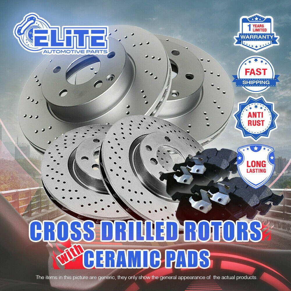 F+R Drill Rotors & Pads for 2006 Mercedes Benz E350 RWD w/Sport PKG from A870951
