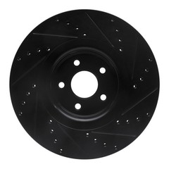R1 For 14-18 Ford Focus ST Front Left Drilled & Slotted Black Brake Rotor